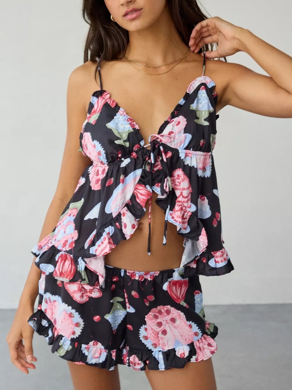URBAN OUTFITTERS Out From Under Daydream Satin Flyaway PJ Set